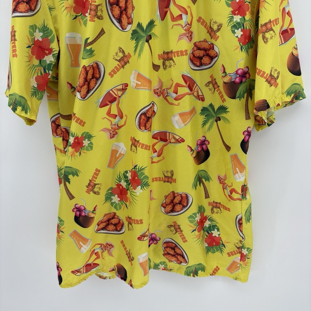 Rare Hooters Hawaiian Button Shirt Upf 50 Moisture Wicking Tech Tropical Men L - Picture 9 of 9